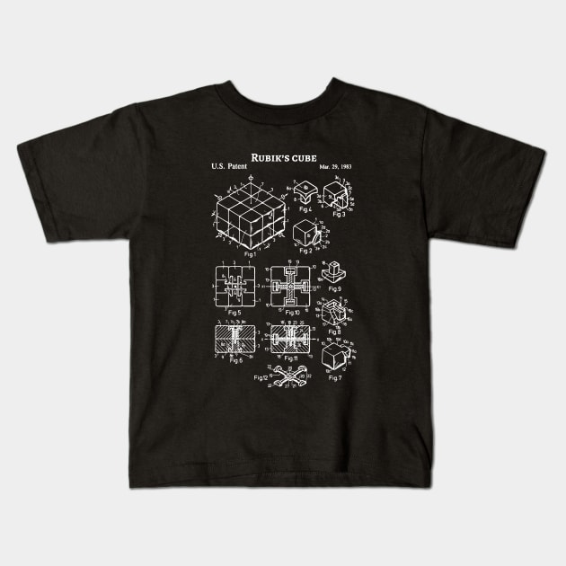 Rubik's cube patent Kids T-Shirt by Anodyle